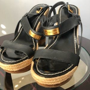 Hunter Platform Wooden Heel Leather Sandals
